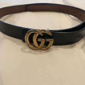 Gucci Marmont Leather Logo Belt
